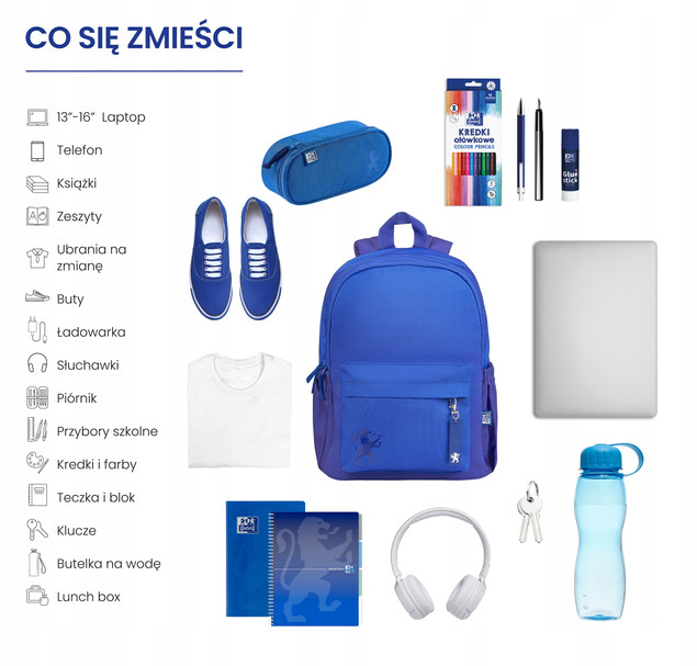 Plecak Szkolny Oxford Gradient Niebieski 25l Wielokomorowy z Organizerem