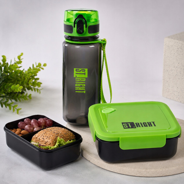 Bidon 500 ml + Śniadaniówka 1200 ml St. Majewski Black Green
