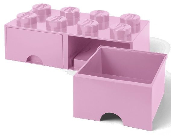 Pojemnik LEGO Klocek z Szufladami 8 Wypustek Jasnoróżowy