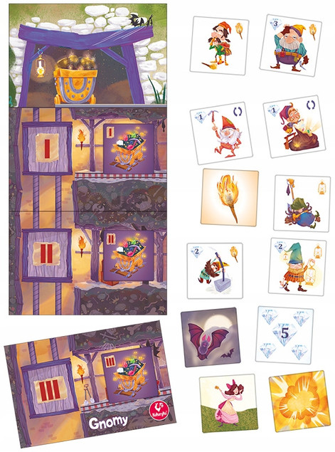 2x GNOMY Gra Planszowa Dla Dzieci Rodzinna 7+ Kukuryku