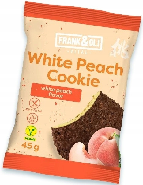 FRANK&OLI Ciastko Bezglutenowe Owsiane White Peach Cookie 45g | Bez Cukru