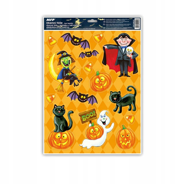NAKLEJKA OKIENNA HALLOWEEN BROKAT 30x42cm MIX 1szt