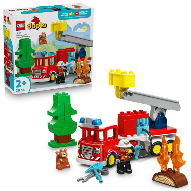 LEGO DUPLO 10473 Wóz strażacki z wężem i strażakiem – 28 elementów dla 2+ lat