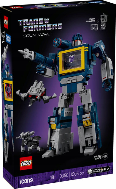 LEGO Icons 10358 Transformers: Soundwave – Model Kolekcjonerski z Transformacją i Dźwiękiem