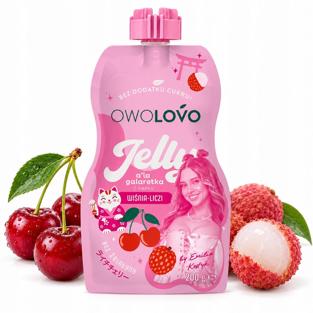 JELLY galaretka jabłko wiśnia liczi 200g dla dzieci OWOLOVO