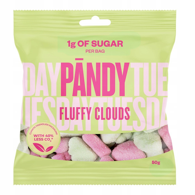 Pandy Fluffy Clouds Żelki Poziomka Jabłko Bez Cukru Błonnik KETO x2