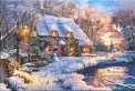 PUZZLOWA KARTKA ZIMA ŚNIEG WIDOK CHATKA CASTOR