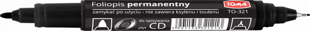 Marker pisak do płyt CD DVD Toma TO-321 dwustronny czarny