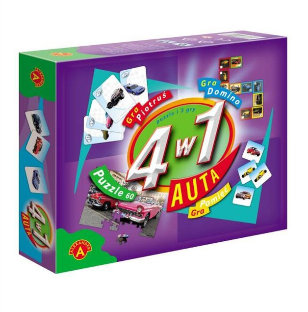 Zestaw Gier, 4 w 1 Auta
