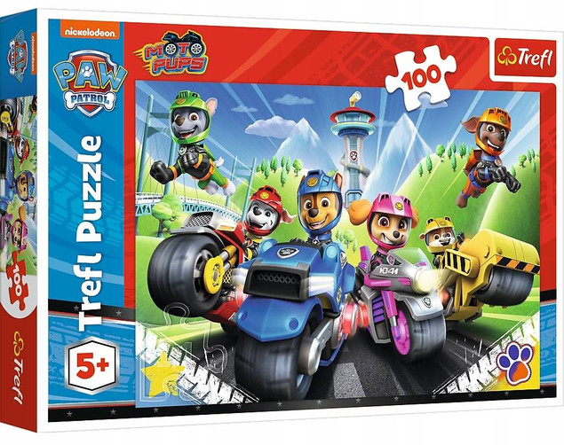 Puzzle 100 Układanka Dla Dzieci PSI PATROL Paw Motory Pieski 5+ Trefl