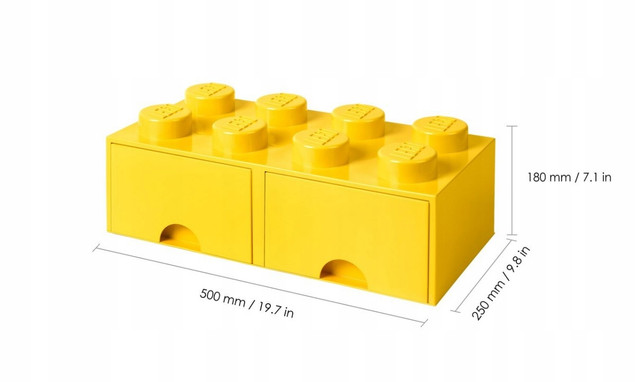 LEGO Brick Drawer 8 Pojemnik Klocek z Szufladami Żółty