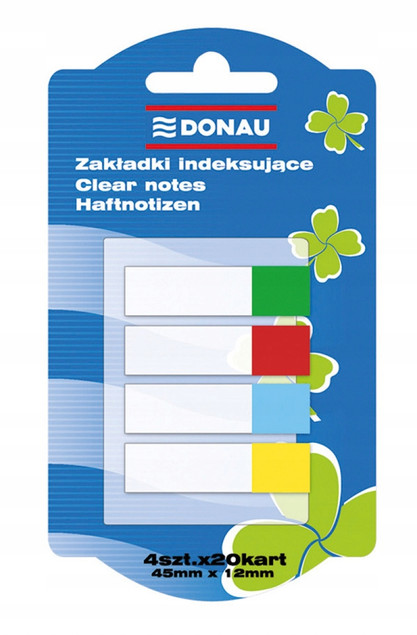 Zakładki indeksujące Donau 12x45mm PP, 80 szt. mix kolorów