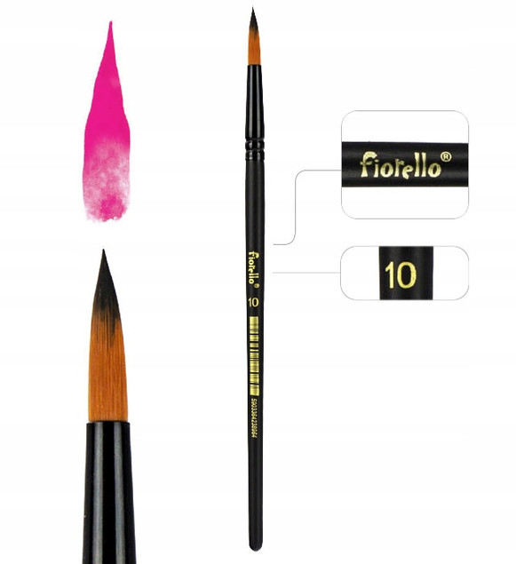 Pędzle Artystyczne NYLONOWE Rozmiar 10 GR-PA12-10 Fiorello