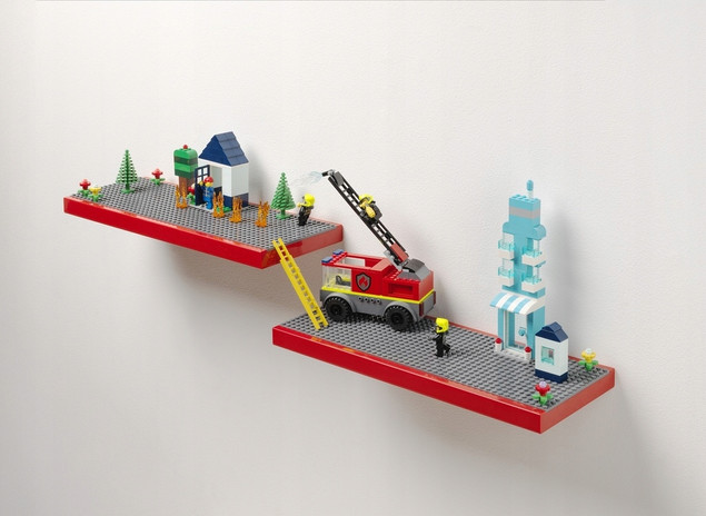 LEGO Półka Ścienna Ekspozycyjna Niebieska z 3 Płytkami Konstrukcyjnymi