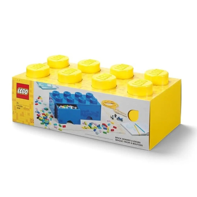 LEGO Brick Drawer 8 Pojemnik Klocek z Szufladami Żółty