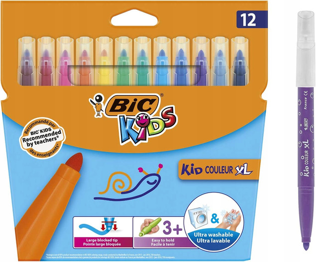 BIC KIDS Magic Flamastry Mazaki Pisaki Magiczne z WYMAZYWACZEM 12 Kolorów