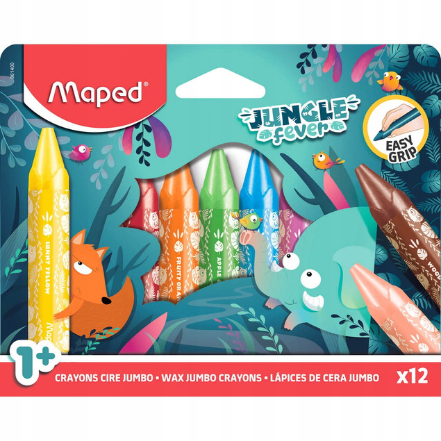 Pierwsze Kredki DLA ROCZNEGO DZIECKA Jungle Fever 12 Kolorów 1+ Maped