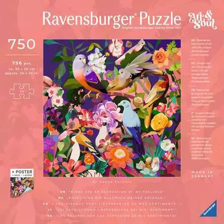 Ravensburger Puzzle Art & Soul: Kolorowe ptaki i kwiaty 750 sztuk