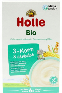 HOLLE BIO Kaszka Pełnoziarnista 3 Zboża Bez Cukru 250g 6M+