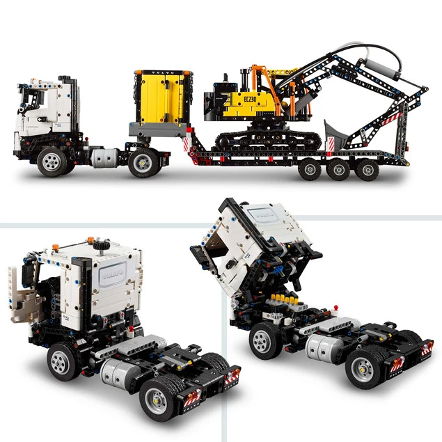 LEGO Technic 42175 Ciężarówka Volvo FMX i koparka EC230 Electric z przyczepą
