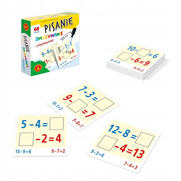 Gra edukacyjna matematyka Pisanie Zmazywanie – Odejmowanie 6+ Alexander