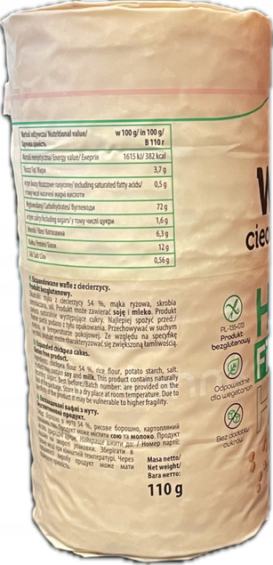 Eurowafel Wafle ciecierzycowe 110 g HighFibre 12g Białka