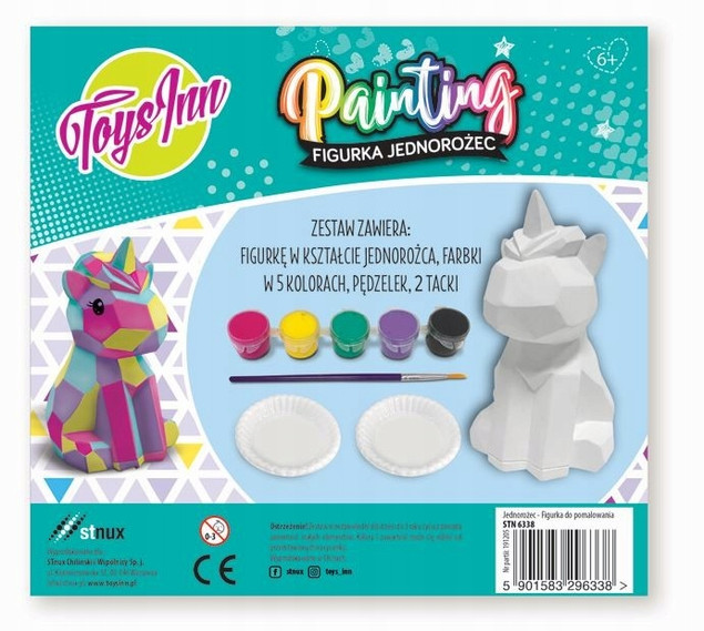 Figurka 3D Do Pomalowania JEDNOROŻEC + Farby Pędzelek 6+ Stnux STN6338