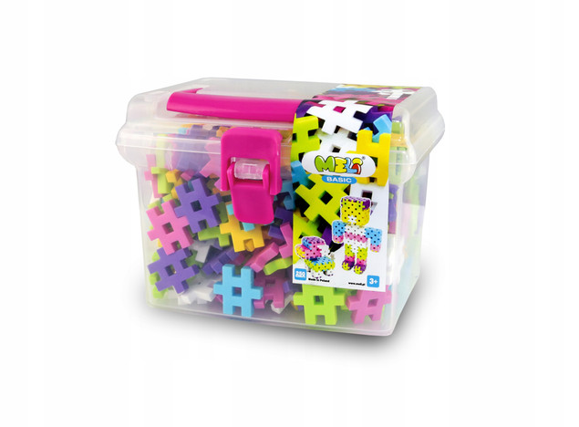 Klocki Konstrukcyjne Wafle Meli Basic Pink Travel Box 250 el. Różowe