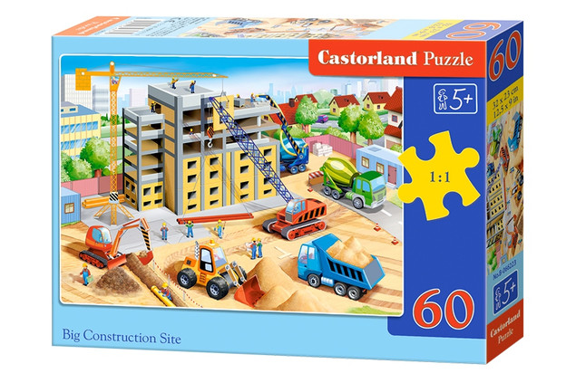 Puzzle 60 Układanka Dla Dzieci Auto Koparka PLAC BUDOWY Dźwig 5+ Castor