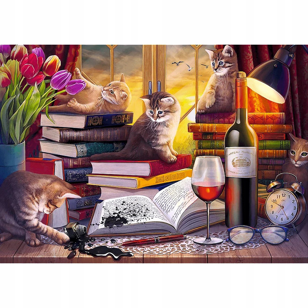 Puzzle Trefl 2000 elementów Koci wieczór