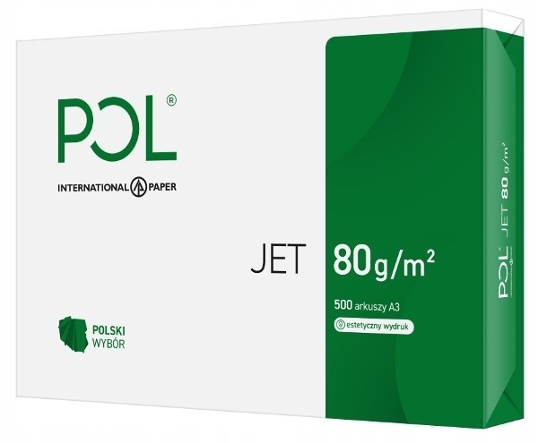 Papier biurowy ksero IP POL JET A3 kl. A 166CIE 80gsm ryza 500 arkuszy