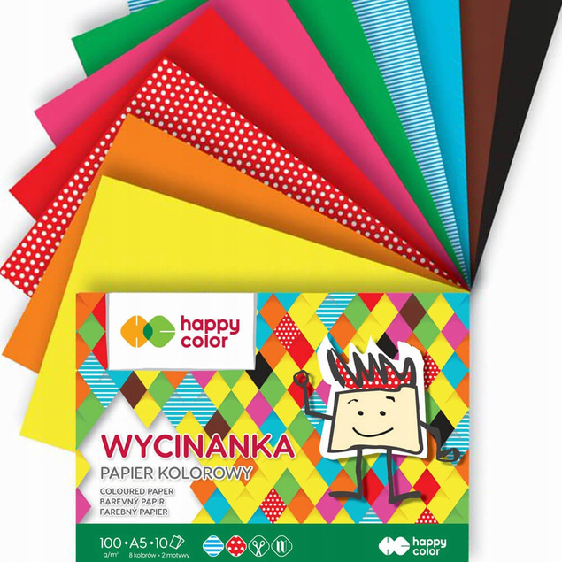 Blok Wycinanka A5 Papier KOLOR 10 Kart Happy Color