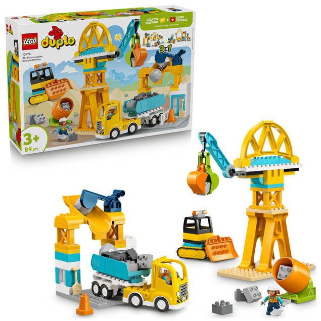 LEGO DUPLO 10476 Plac budowy i pojazdy 3 w 1 – 84 elementy