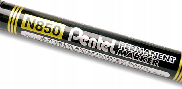 Marker Permanentny Pentel N850 Wodoodporny Tusz Okrągła Końcówka CZARNY x5