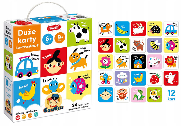 Duże Karty Kontrastowe Dla Dzieci W Wieku 6-9M+ CzuCzu