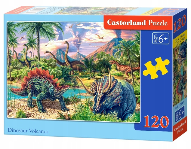 Puzzle 120 Układanka Gady DINOZAURY Krajobraz Wulkan 6+ Castorland