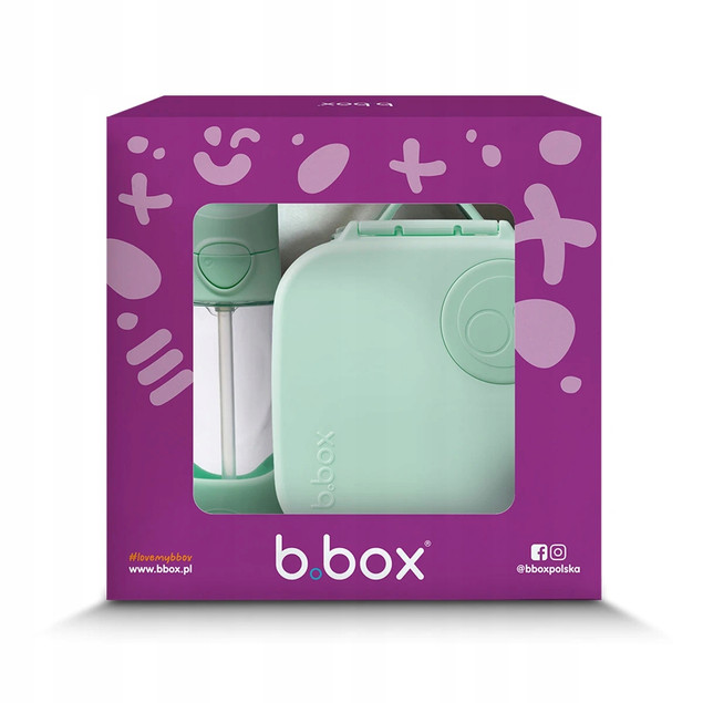 B.box Zestaw: Mini Lunchbox + Butelka Tritanowa ze Słomką 450 ml Spearmint
