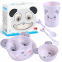 BOCIOLAND Zestaw Naczyń Dla Dzieci 5 Elementów PANDA Dla Maluszka