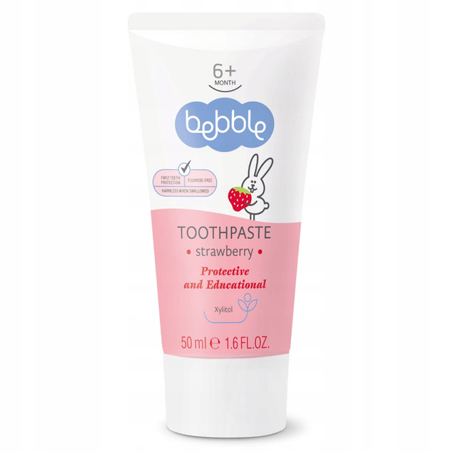 BEBBLE Pasta Do Zębów Dla Dzieci TRUSKAWKOWA Bez Fluoru 6M+ 50ml