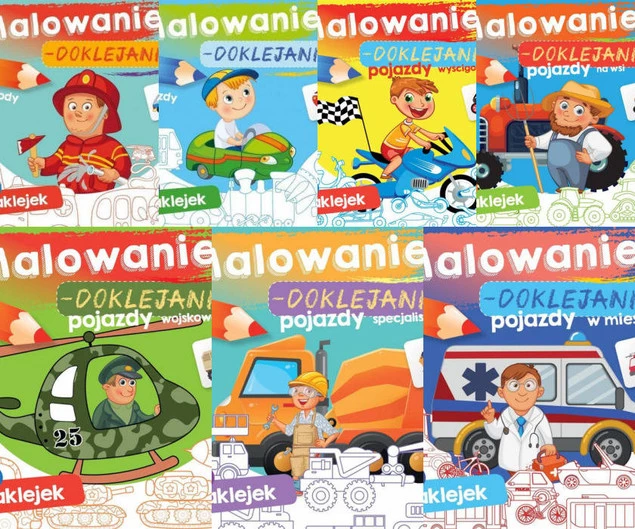 KSIĄŻECZKI DLA DZIECI ZESTAW MALOWANIE DOKLEJANIE