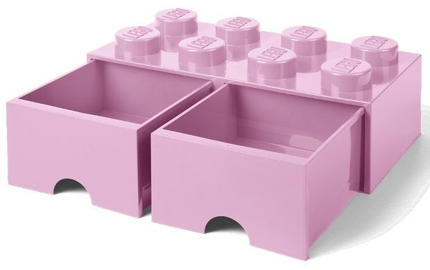 Pojemnik LEGO Klocek z Szufladami 8 Wypustek Jasnoróżowy