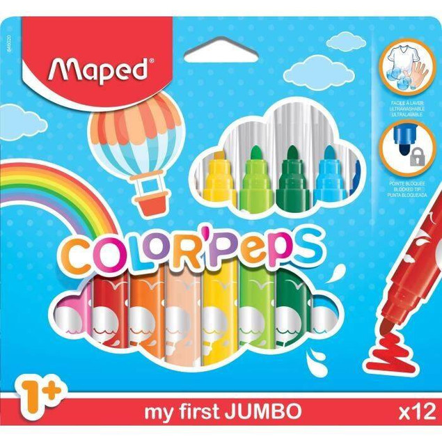 Flamastry Mazaki dla dzieci 1+ 12 kolorów Maped