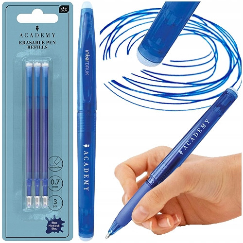 Długopis Zmazywalny Interdruk Academy Niebieski 0.7mm + 3 Wkłady