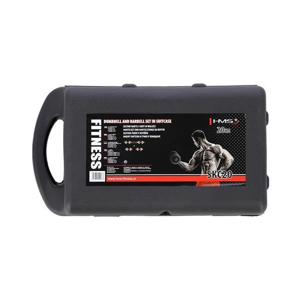 SKC20 SZTANGIELKI-SZTANGA W WALIZCE KOLOROWE  2x10KG HMS
