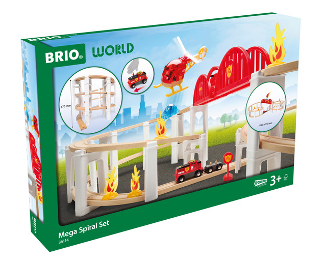 BRIO World Duża Kolejka Drewniana Mega Spirala Straż Pożarna 73el