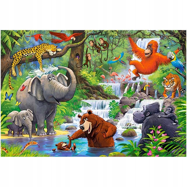 Puzzle 40 Maxi Układanka Dżungla ZWIERZĘTA Małpa Słoń Tygrys 4+ Castorland