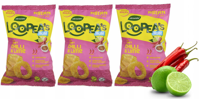 Chrupki o Smaku SWEET CHILLI & LIME Loopea's 50g x3