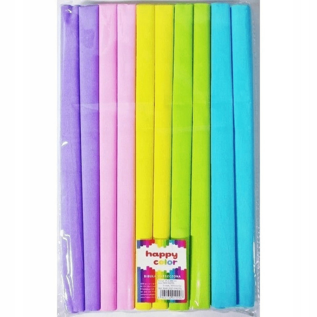 Bibuła Marszczona Mix Pastel 10 Rolek - Happy Color