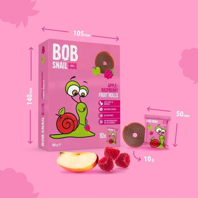 3x Przekąska Owocowa Jabłko Malina Bez Cukrów 100g BOB SNAIL