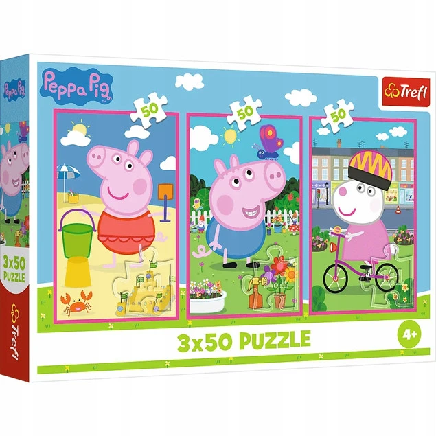 Puzzle Świnka Peppa 3x50 Siła przyjaźni Trefl 34877
